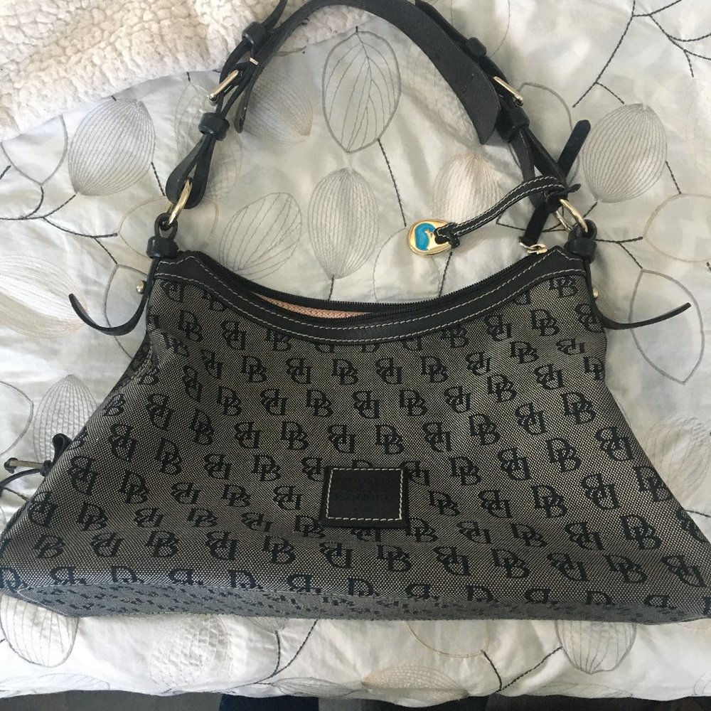 Dooney & Bourke Monogram Db Gray And Black Canvas… - image 1